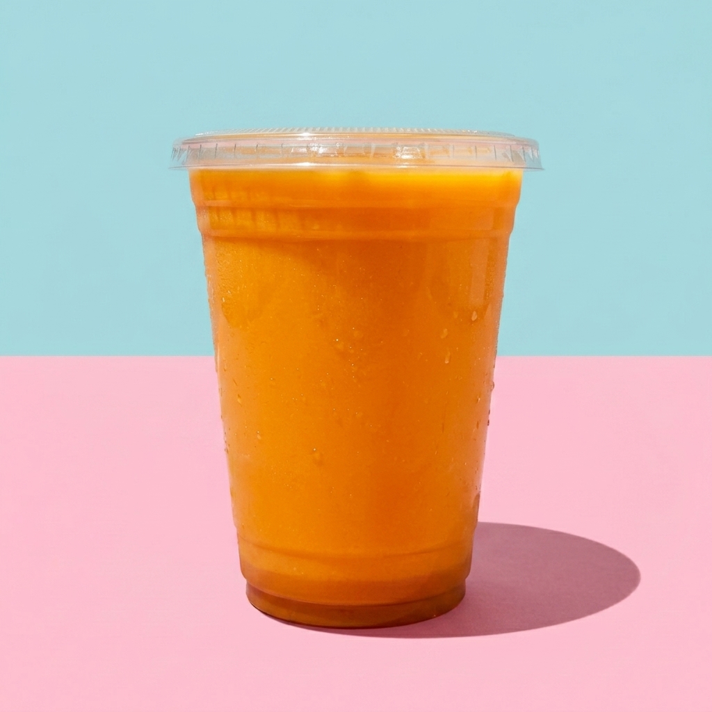 Iced Thai tea in clear cup